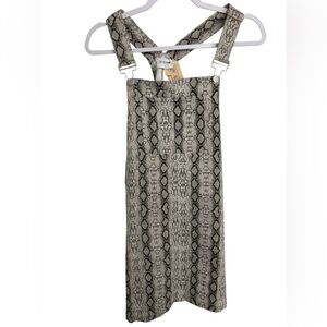 NWT Storia Large Snake Skin Print Overall Dress with Adjustable Straps